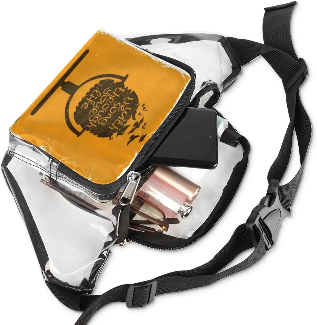 Abstraction Microphone Motto Clear Fanny Pack Stadium Approved Clear Crossbody Belt Bag for Women Men Transparent Waist Bag with Adjustable Strap for Concerts Sports Events Travel
