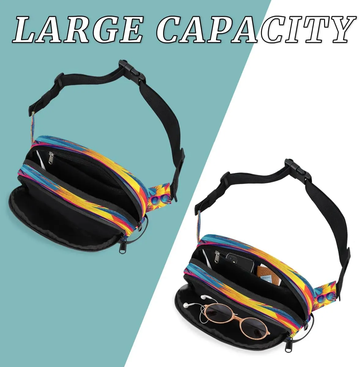 Abstraction Multicolor Summer Fanny Packs for Women Men Waterproof Waist Bag with Adjustable Strap Belt Bag for Travel Running Hiking