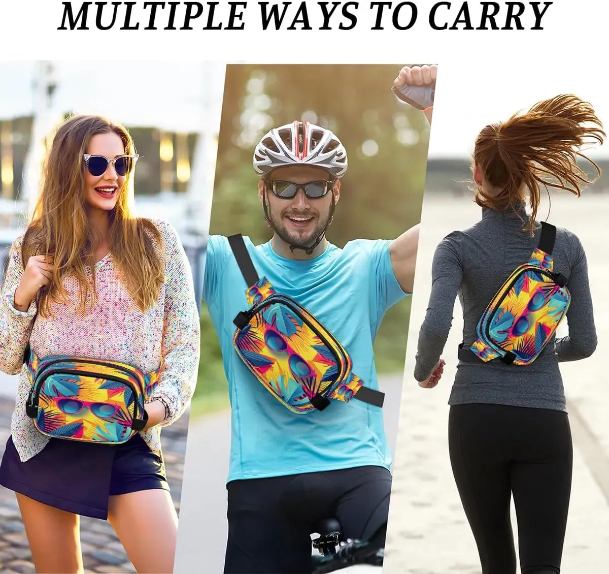 Abstraction Multicolor Summer Fanny Packs for Women Men Waterproof Waist Bag with Adjustable Strap Belt Bag for Travel Running Hiking