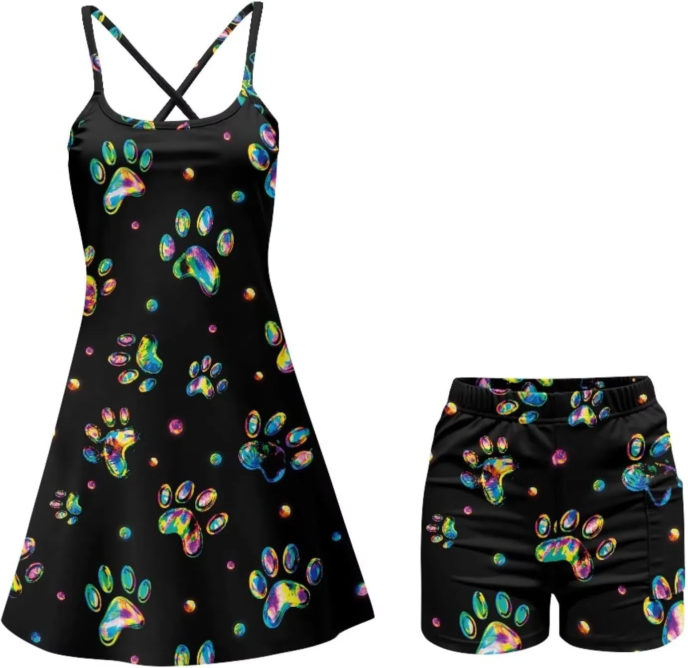Active Dress with Shorts Underneath Tennis Dress Spaghetti Strap Casual Athletic Sports Outfits