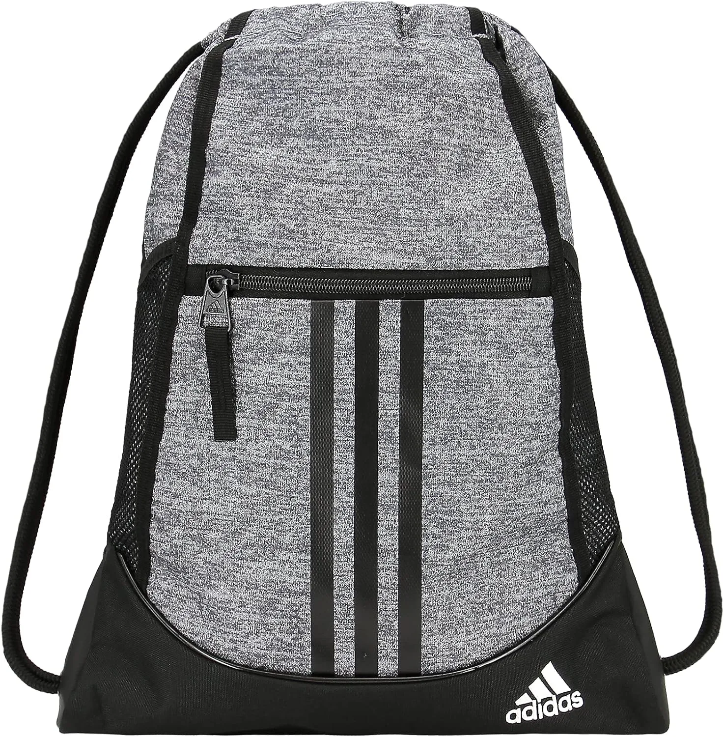 adidas Alliance Sackpack, Drawstring, Lightweight Small Gym Bag for Women, Soccer Backpack, Jersey Onix Grey/Black/White, One Size