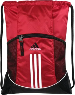 adidas Alliance Sackpack, Drawstring, Lightweight Small Gym Bag for Women, Soccer Backpack, University Red, One Size