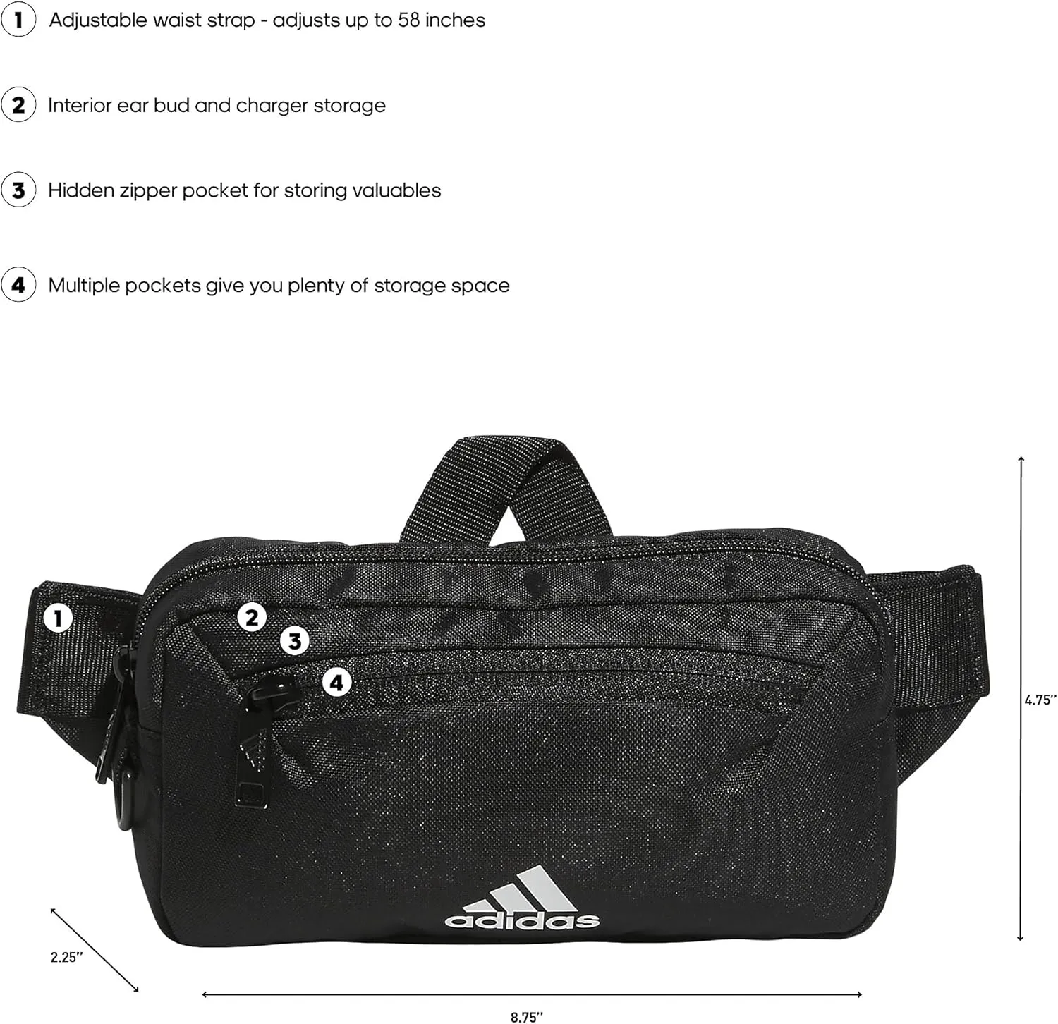 adidas Must Have 2.0 Belt Bag Crossbody Waist Pack with Adjustable Strap for Festivals and Travel