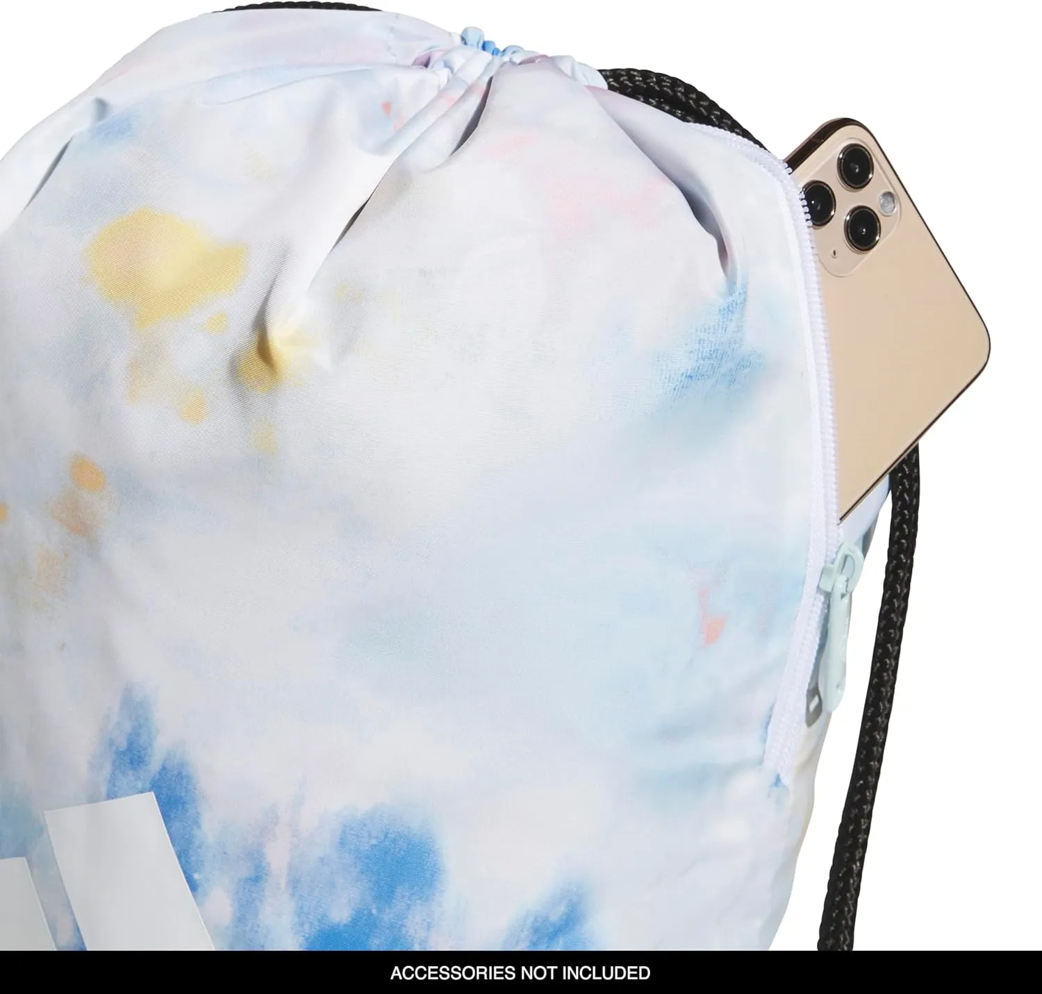 adidas Ready Sackpack, Drawstring Backpack for Women and Men, Lightweight Small Gym Bag, Tie Dye Wash Halo Mint Green/White/Black, One Size