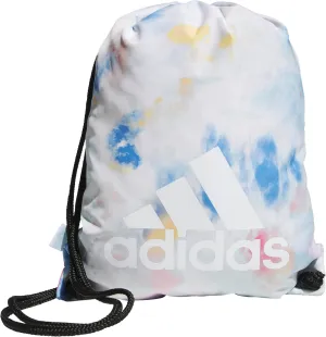 adidas Ready Sackpack, Drawstring Backpack for Women and Men, Lightweight Small Gym Bag, Tie Dye Wash Halo Mint Green/White/Black, One Size