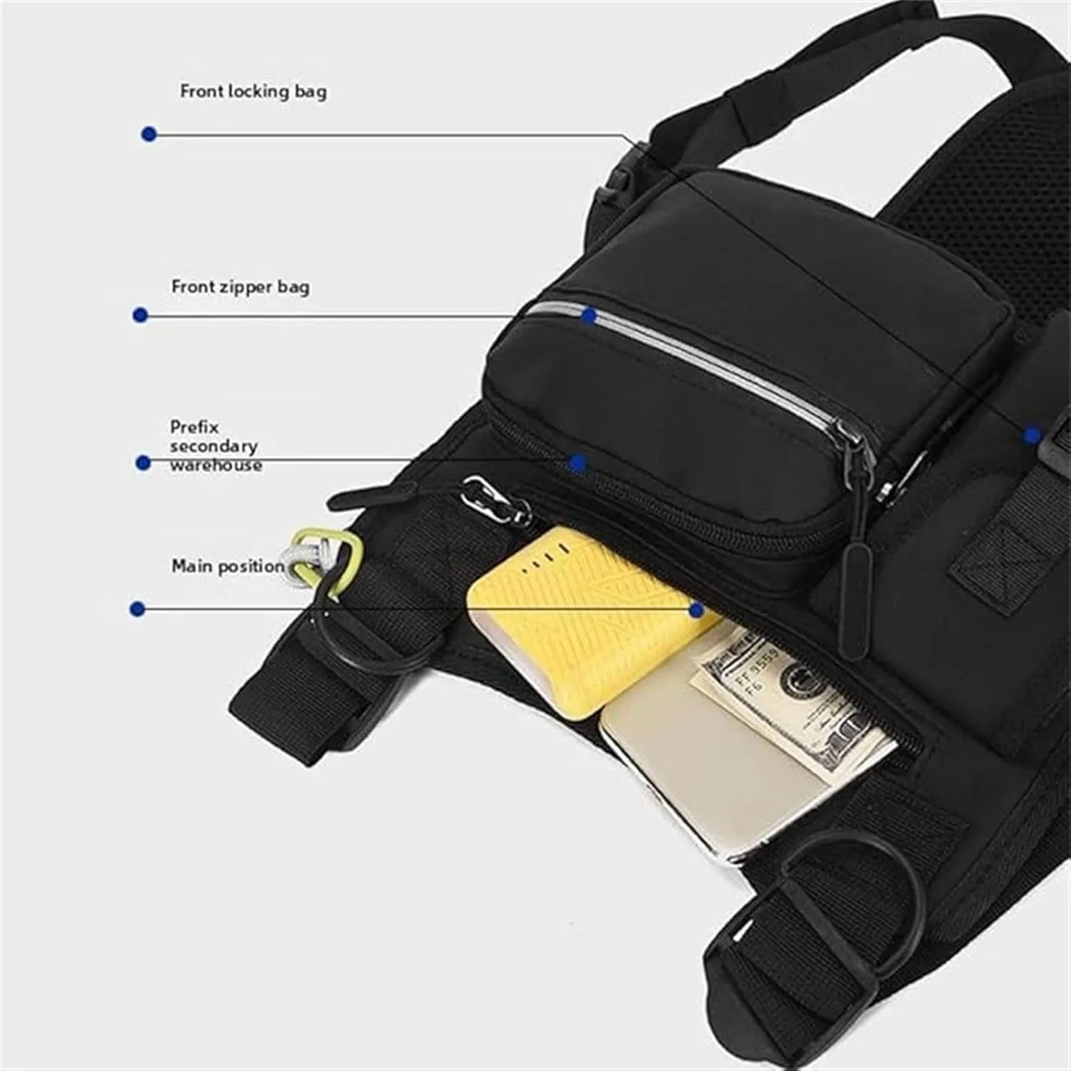 Adjustable Zipper Multi-Functional Tactical Chest Bag, Outdoor Chest Bag For Men, For Men, Outdoor, Travel, Climbing (blue)