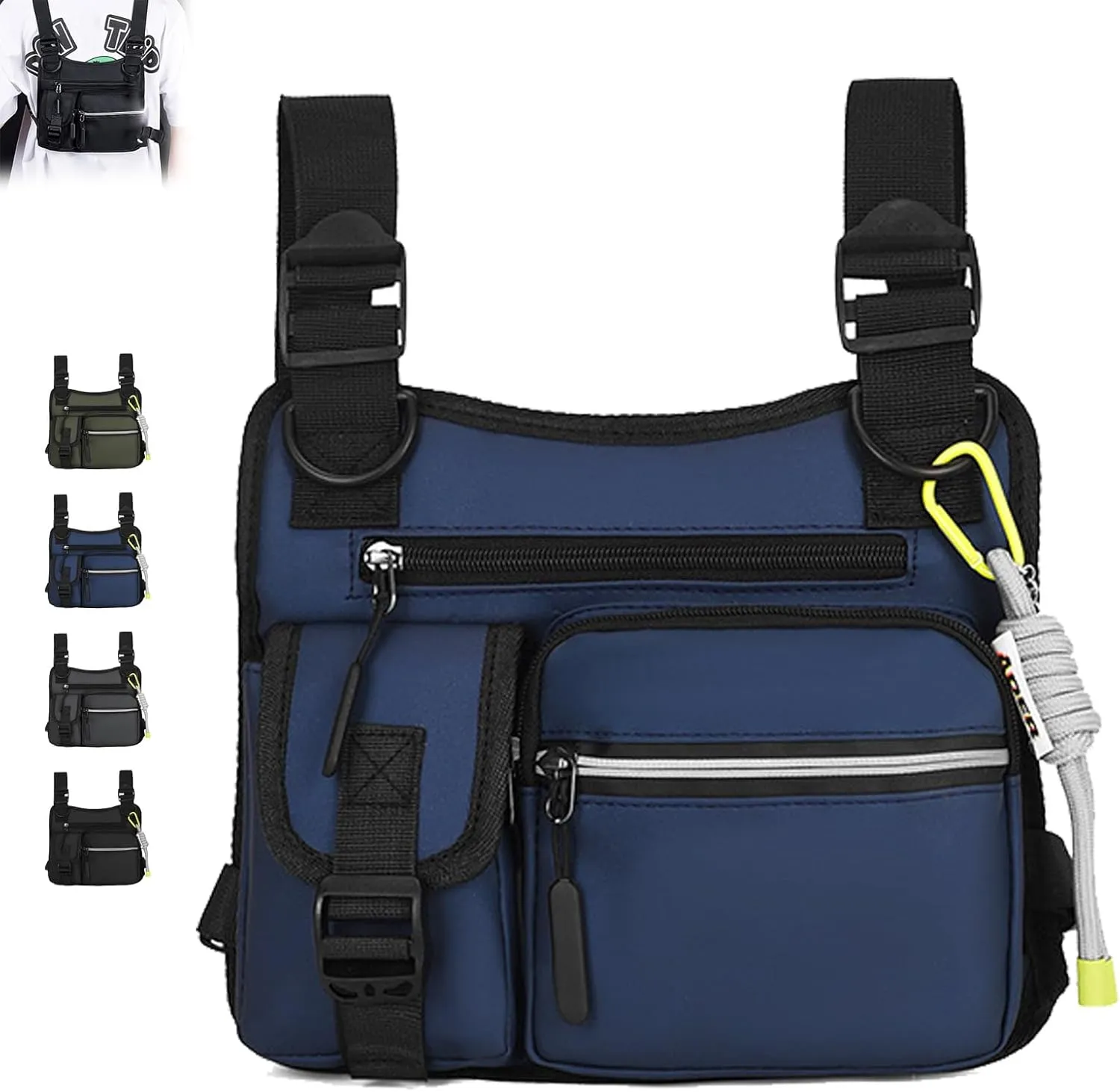 Adjustable Zipper Multi-Functional Tactical Chest Bag, Outdoor Chest Bag For Men, For Men, Outdoor, Travel, Climbing (blue)
