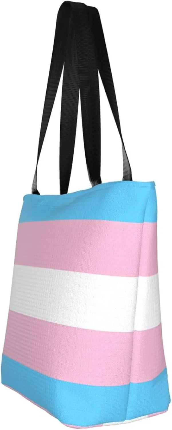 Agender flag Women's Tote Bag Lightweight Shopping Handbag Travel Shoulder Bag With Zipper