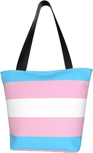 Agender flag Women's Tote Bag Lightweight Shopping Handbag Travel Shoulder Bag With Zipper
