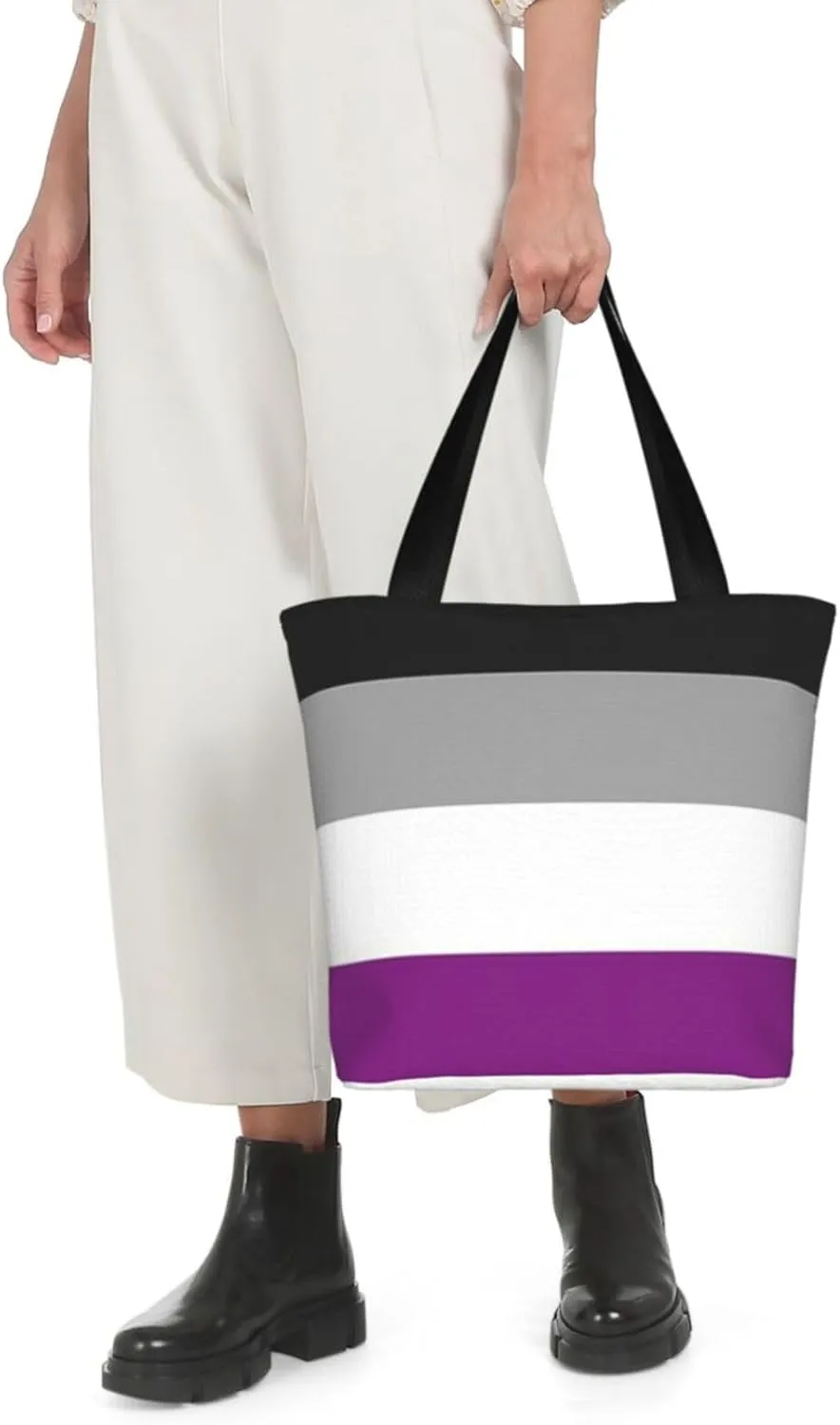 Agender flag Women's Tote Bag Lightweight Shopping Handbag Travel Shoulder Bag With Zipper