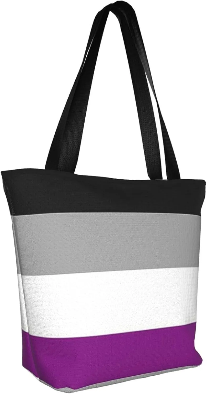 Agender flag Women's Tote Bag Lightweight Shopping Handbag Travel Shoulder Bag With Zipper