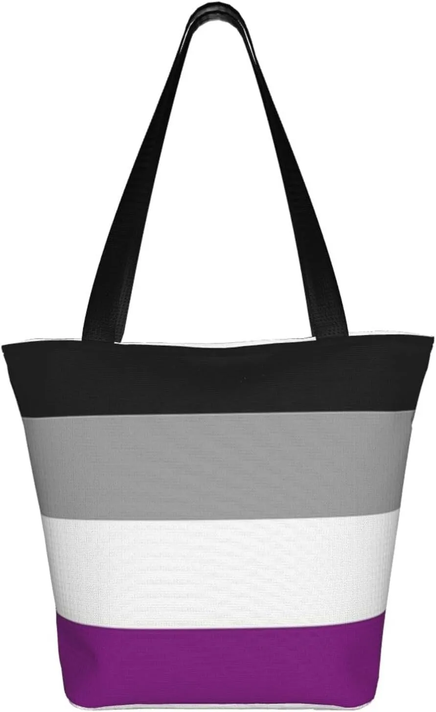 Agender flag Women's Tote Bag Lightweight Shopping Handbag Travel Shoulder Bag With Zipper