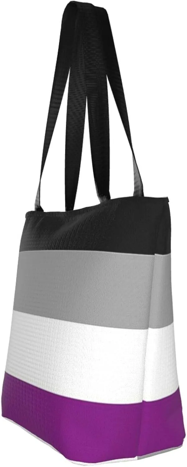 Agender flag Women's Tote Bag Lightweight Shopping Handbag Travel Shoulder Bag With Zipper