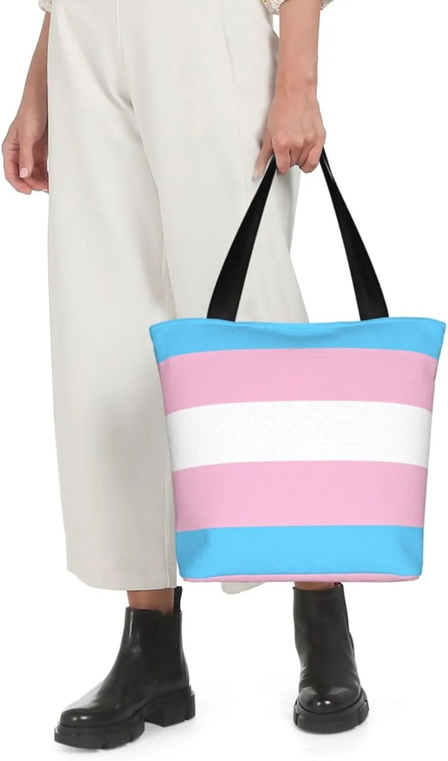 Agender flag Women's Tote Bag Lightweight Shopping Handbag Travel Shoulder Bag With Zipper