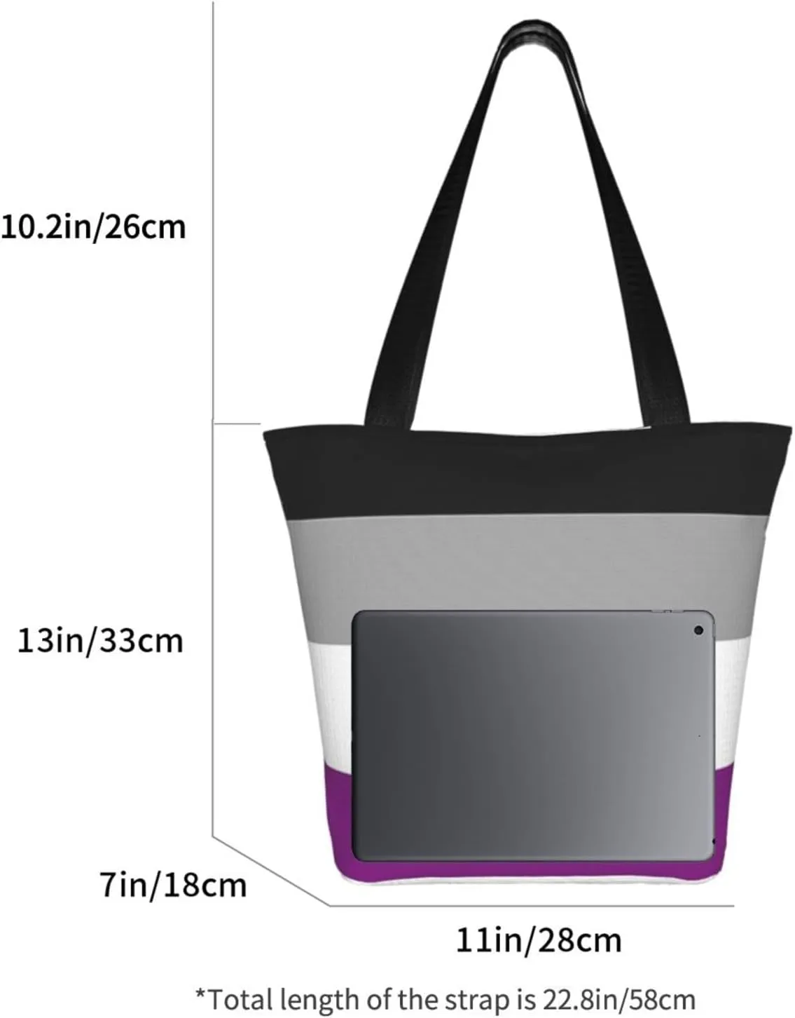 Agender flag Women's Tote Bag Lightweight Shopping Handbag Travel Shoulder Bag With Zipper