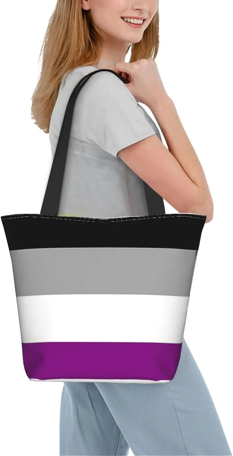 Agender flag Women's Tote Bag Lightweight Shopping Handbag Travel Shoulder Bag With Zipper