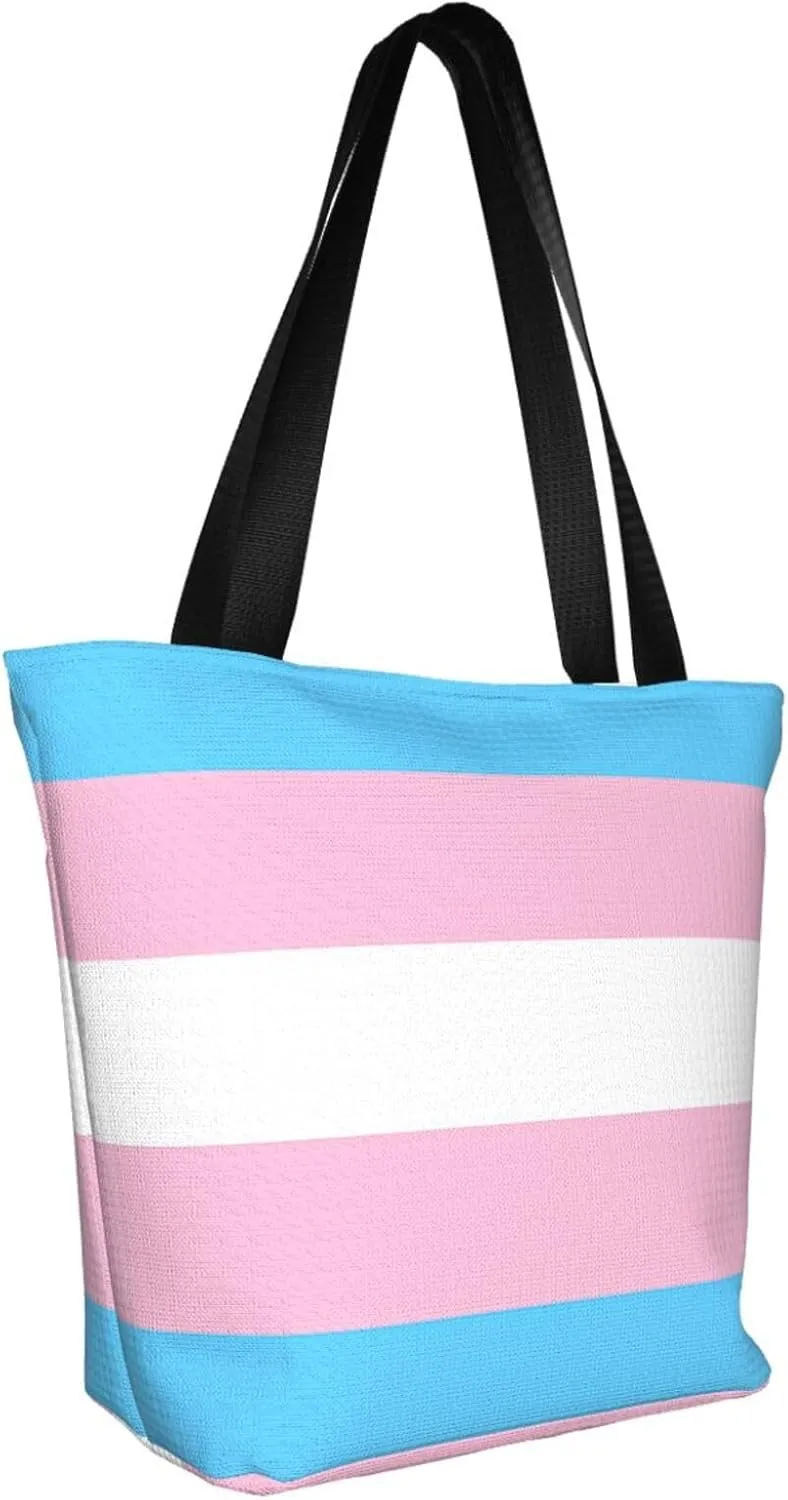 Agender flag Women's Tote Bag Lightweight Shopping Handbag Travel Shoulder Bag With Zipper