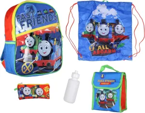 AI ACCESSORY INNOVATIONS Thomas and Friends Backpack Thomas Train Fast Friends Backpack Set Lunch Box Pencil Case Water Bottle 5 Piece For Kids