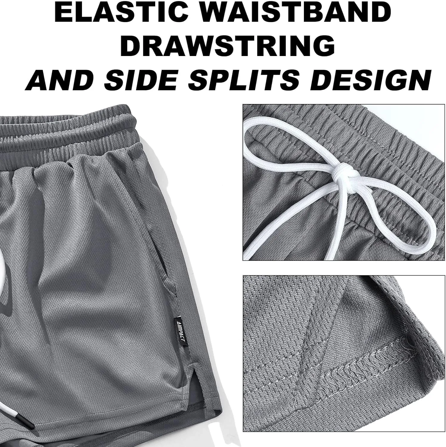 AIMPACT Mens Mesh Running Shorts 3 Inch Quick Dry Gym Athletic Workout Shorts for Men with Pockets