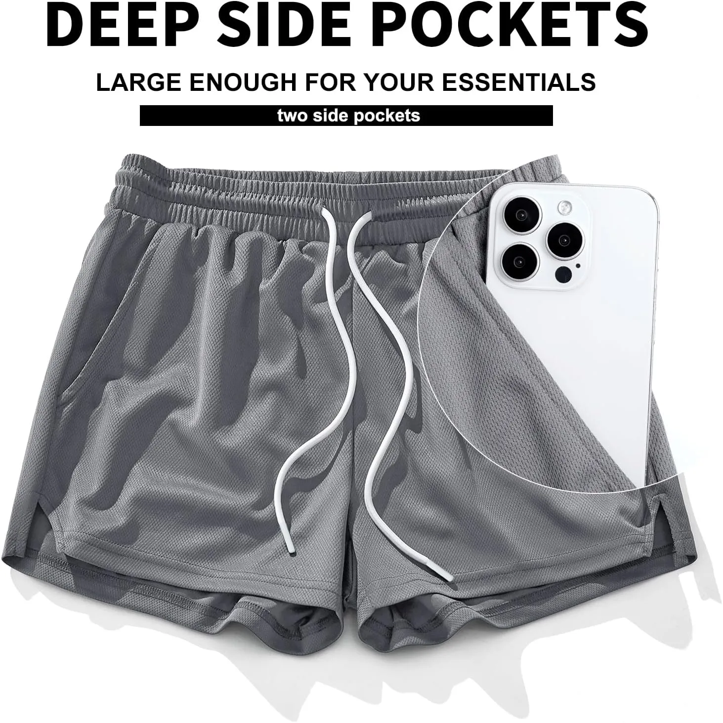 AIMPACT Mens Mesh Running Shorts 3 Inch Quick Dry Gym Athletic Workout Shorts for Men with Pockets