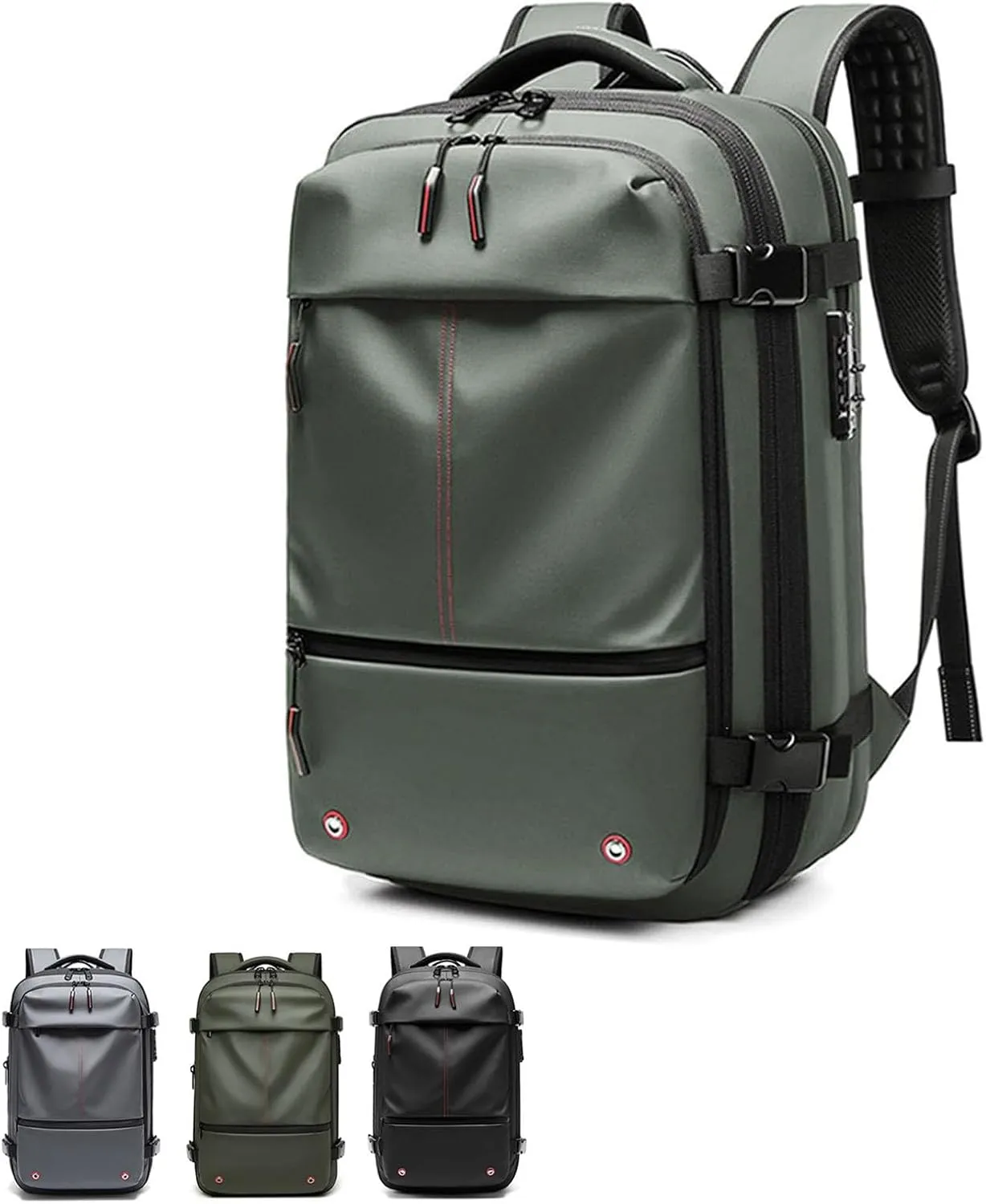 Air Seal Travel Bag With Vacuum, Space Vacuum Backpack, Coded Lock Expandable Anti Theft Backpac (Green)