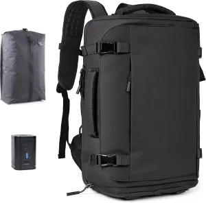Air Vacuum Backpack for Travel with Air Pump, 55L Large Backpack with Detachable Vacuum Compression Bag Waterproof Carry On Large Travel Bag for Airline Laptop Backpack with Shoe Compartment