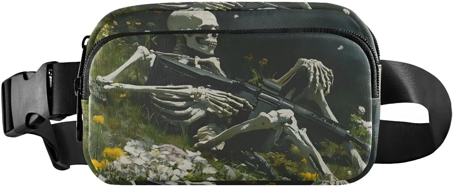 AIXIWAWA Soldier Skeleton Fanny Pack Crossbody Bags Waist Pack Compact Adjustable Strap for Hiking Running