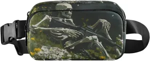 AIXIWAWA Soldier Skeleton Fanny Pack Crossbody Bags Waist Pack Compact Adjustable Strap for Hiking Running