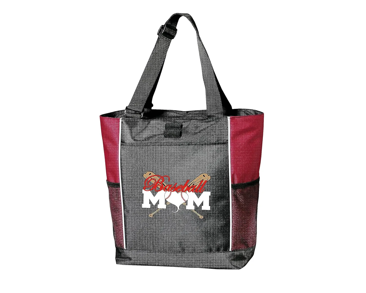 Alterd Industries Sports Mom Tote Bag - Baseball | Softball | Soccer | Baseball | Tote | Sports Mom | Mom Life | Softball Mom | Softball Mom Bag | Softball Bag| (Red, Baseball Mom)