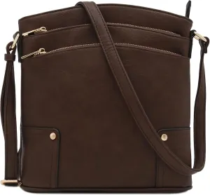 ALYSSA Triple Zip Pocket Large Crossbody Bag