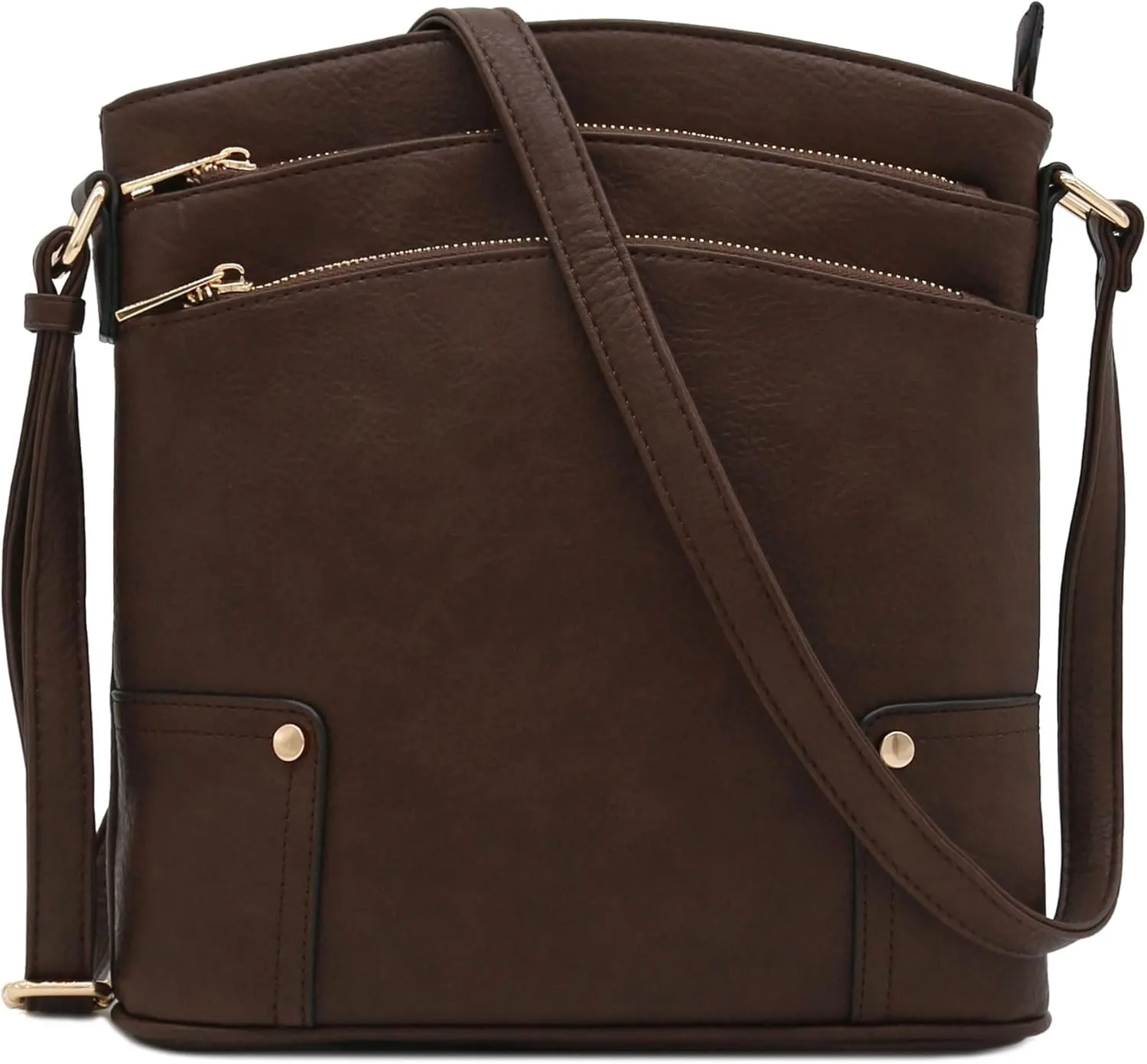 ALYSSA Triple Zip Pocket Large Crossbody Bag