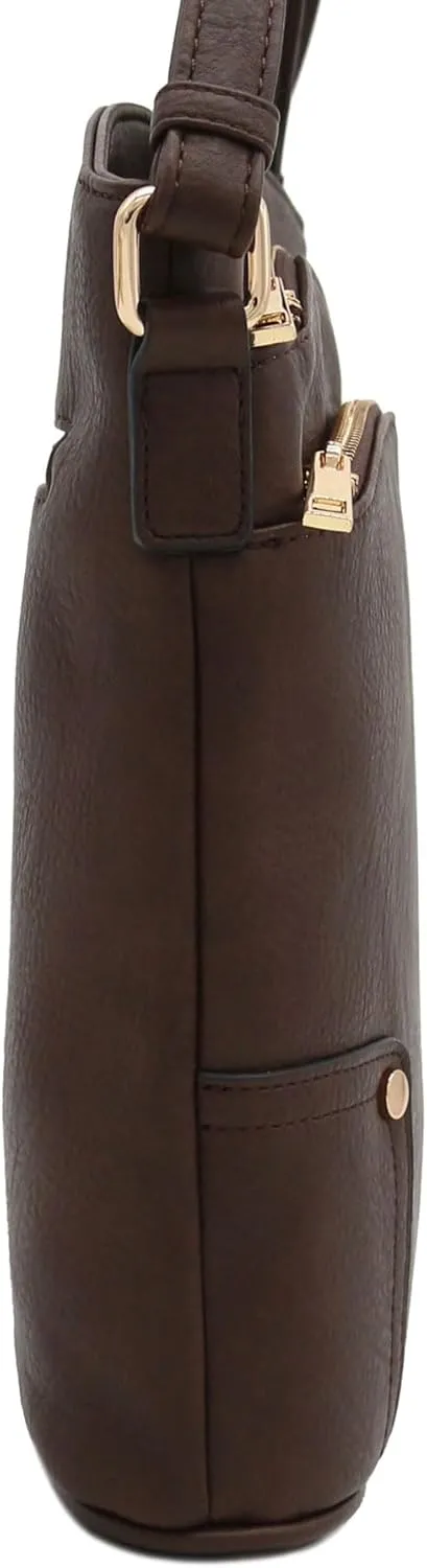 ALYSSA Triple Zip Pocket Large Crossbody Bag