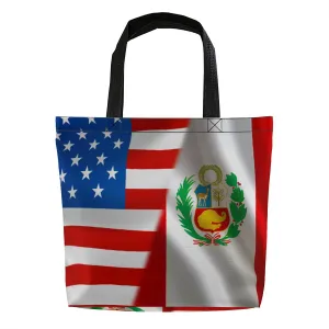 America Flag And Peru Peruvians Flag Tote Bag for Women Men Large Reusable Beach Shoulder Bags With Zipper for Gym Shopping Travel Gifts Yoga