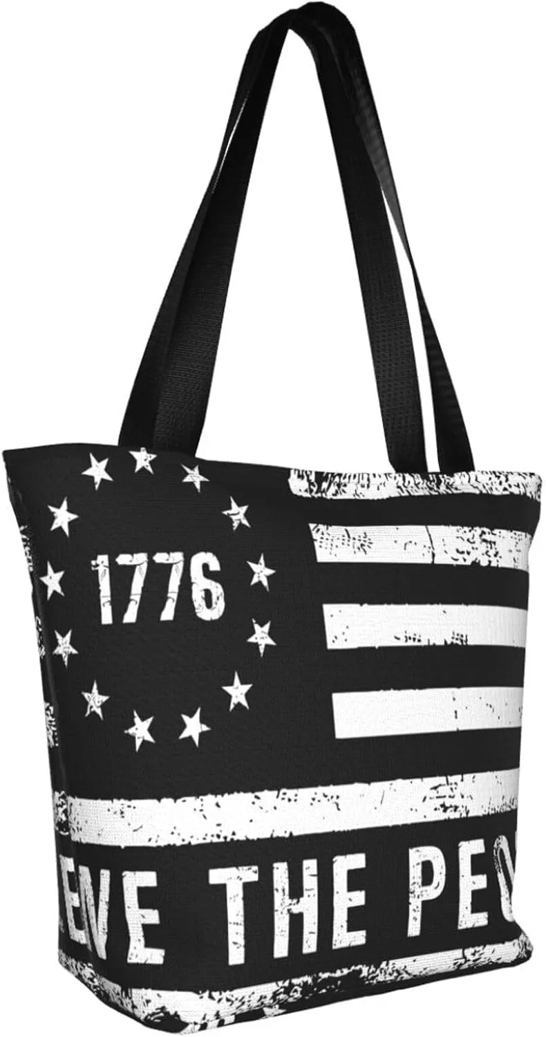 America Independence Day Women's Tote Bag Shoulder Bag Shopping Handbag Large Capacity Handbag With Zipper