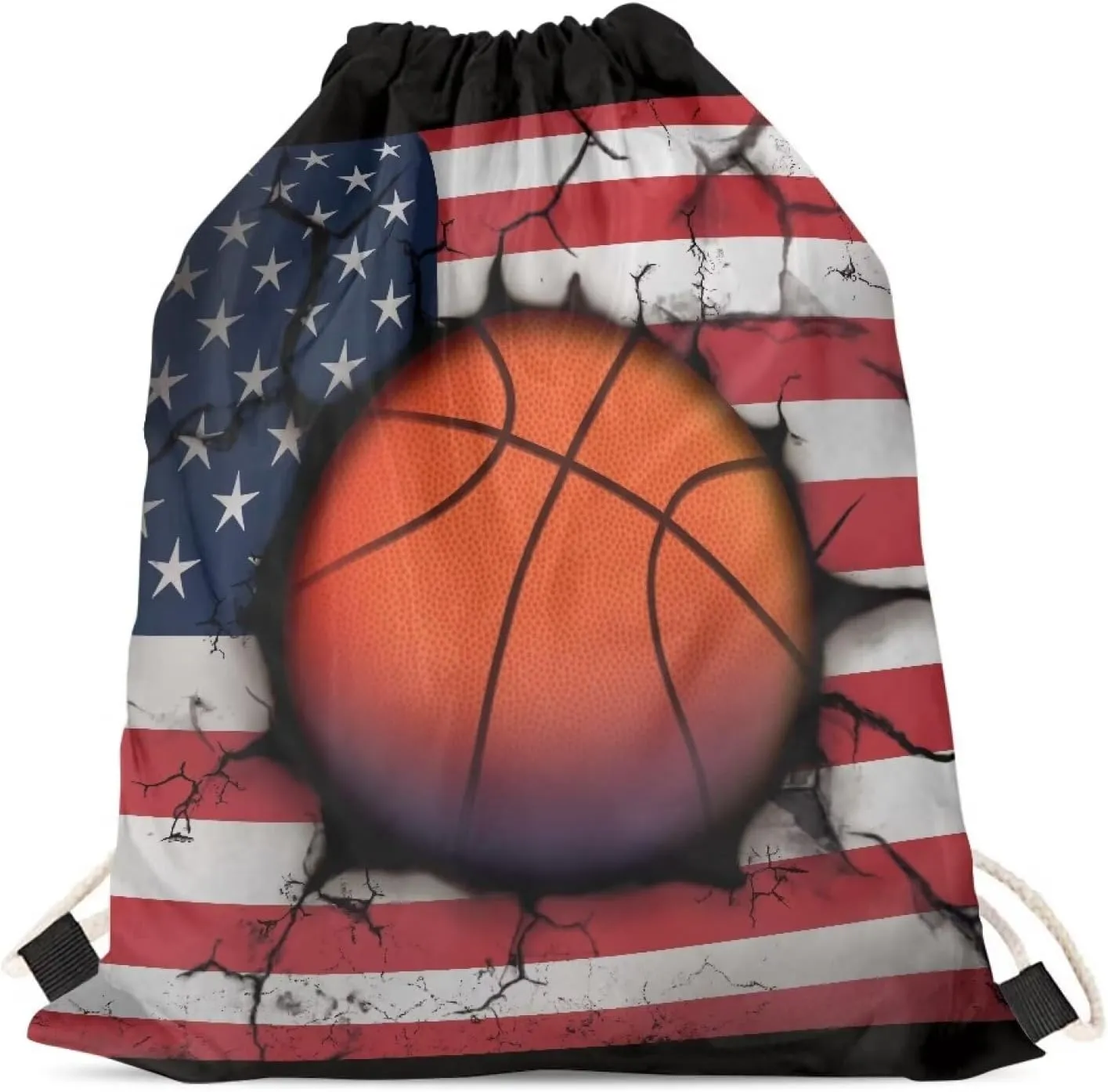 American Flag Basketball Bag for Men Boys Drawstring Backpack Gym Sackpack Outdoor Sports String Beach Bags
