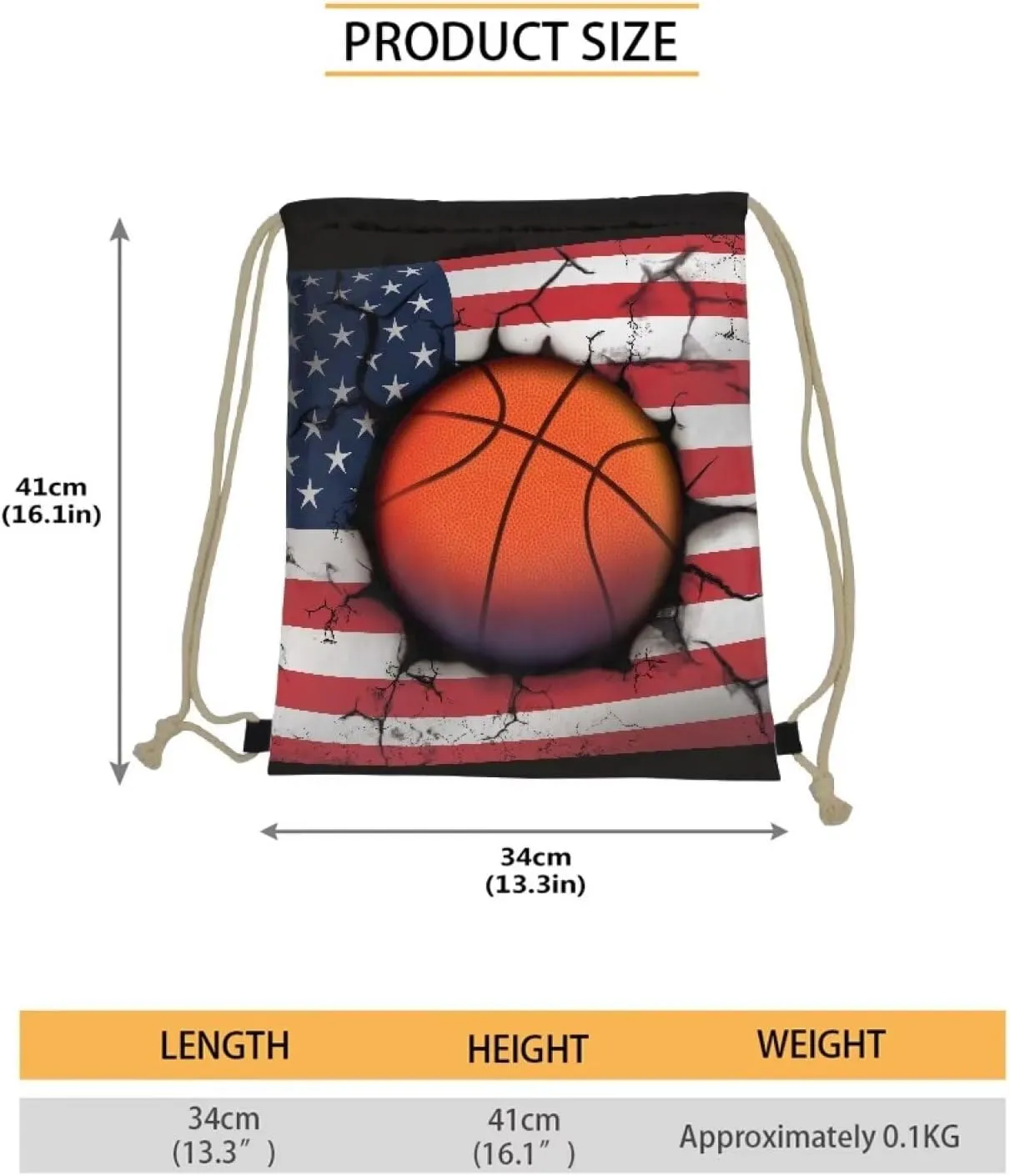 American Flag Basketball Bag for Men Boys Drawstring Backpack Gym Sackpack Outdoor Sports String Beach Bags