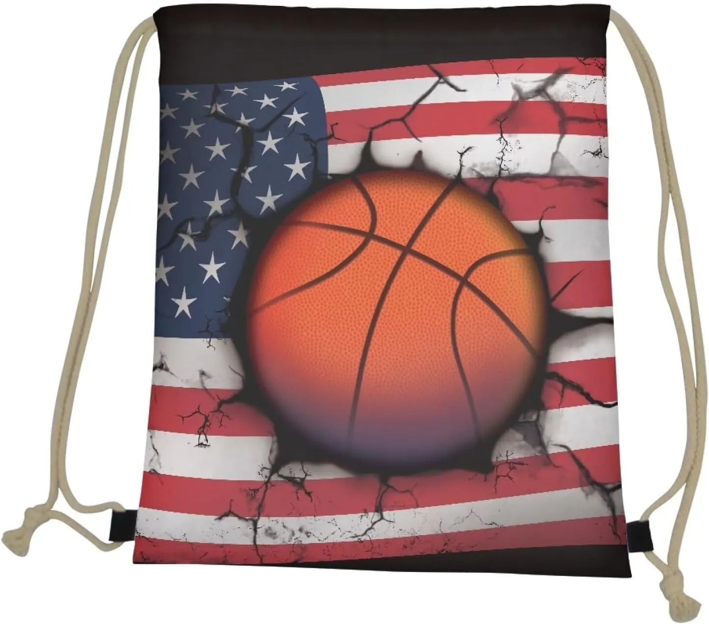 American Flag Basketball Bag for Men Boys Drawstring Backpack Gym Sackpack Outdoor Sports String Beach Bags