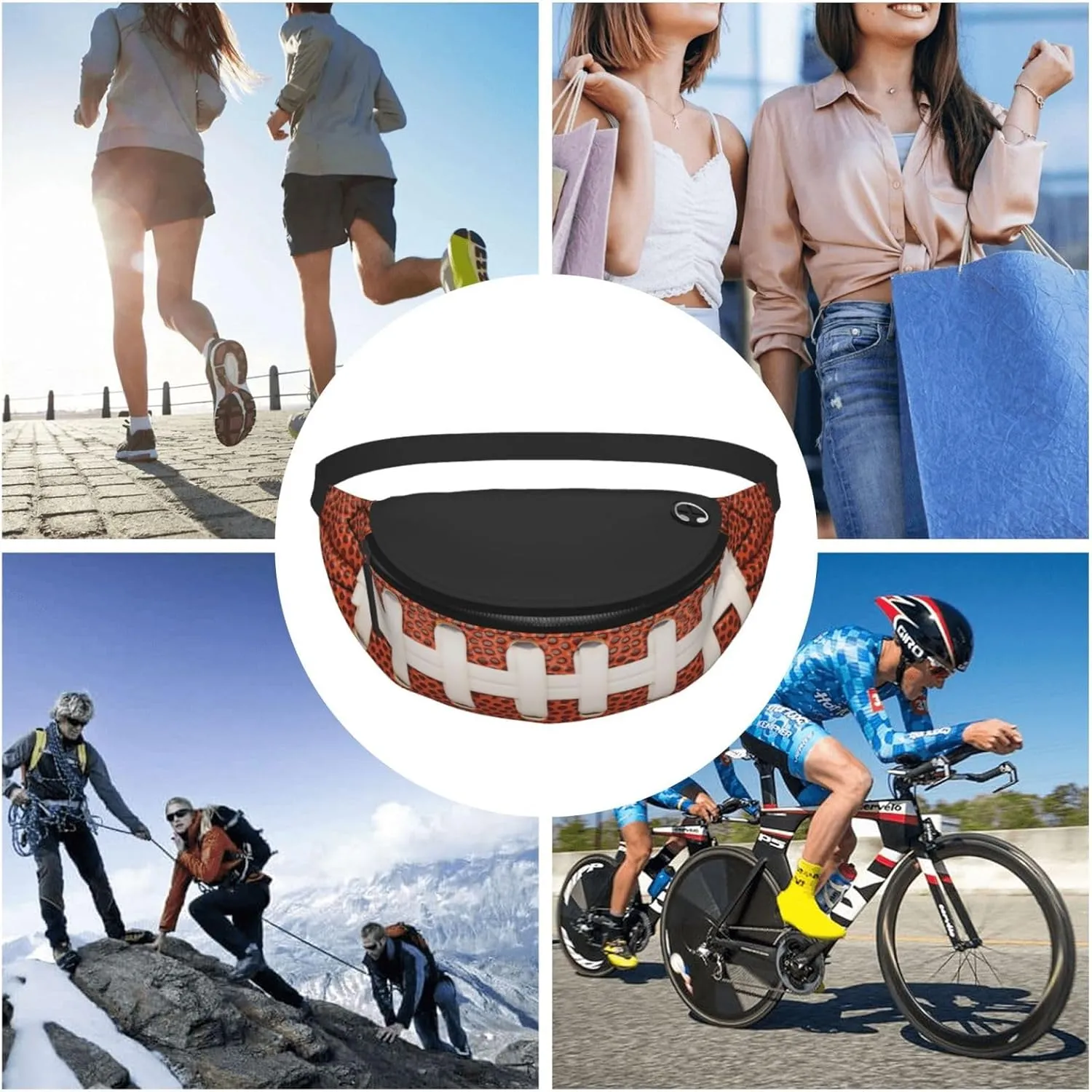 American Football Fanny Pack Waist Bag Adjustable Belt Bag For Men Women Fashion Sling Crossbody Hip Bum Bag Traveling Hiking Cycling Running