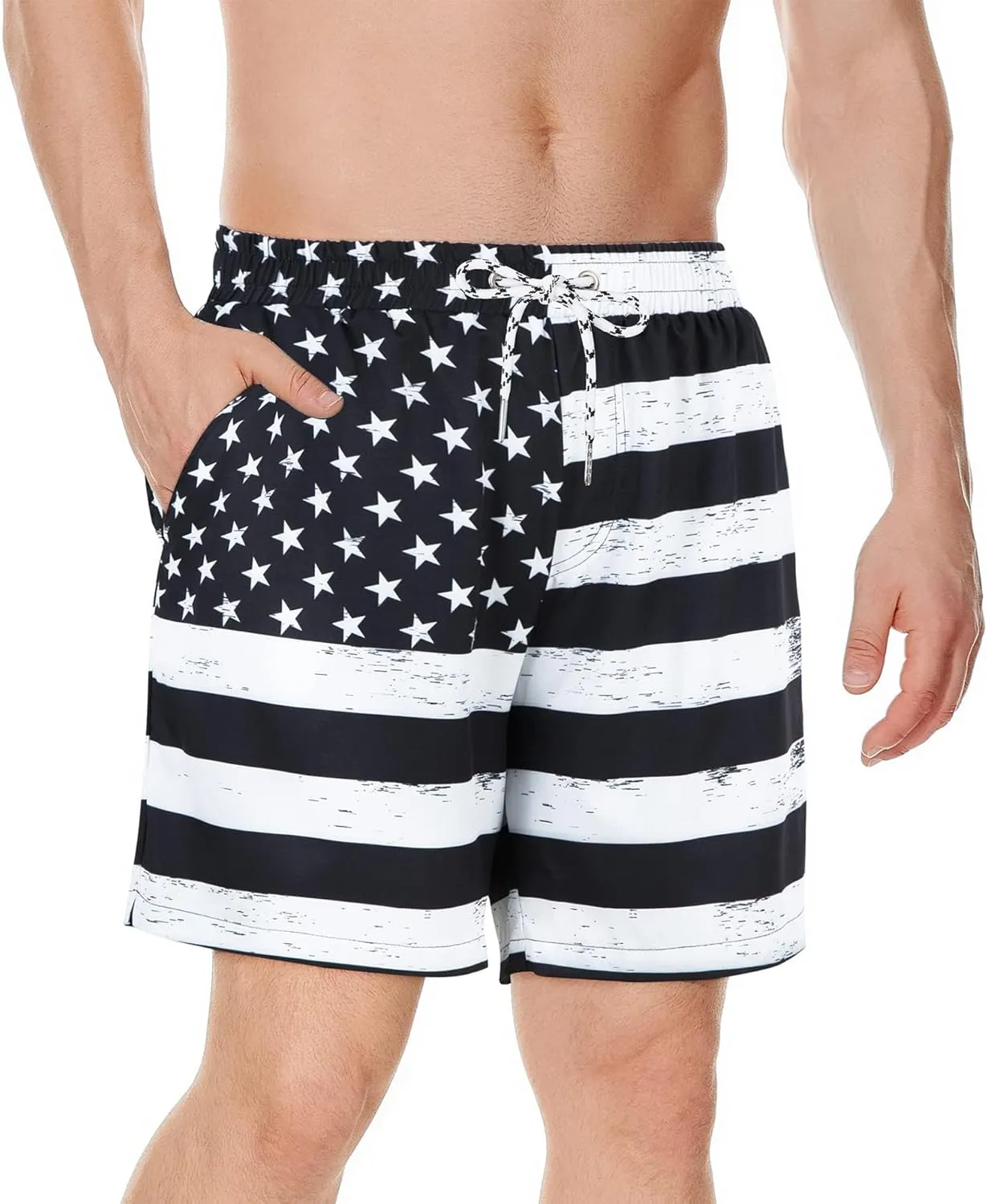 American Trends Men's Swim Trunks with Compression Liner Quick Dry Swimsuits Mens Bathing Suit Swimwear