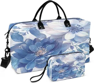 Anemone Flower Foliage Sports Gym Bag for Women Men Travel Duffel Bag Weekend Overnight Carry on Bag with Toiletry Bag Training Handbag for Plane Hospital Workout Swimming Yoga