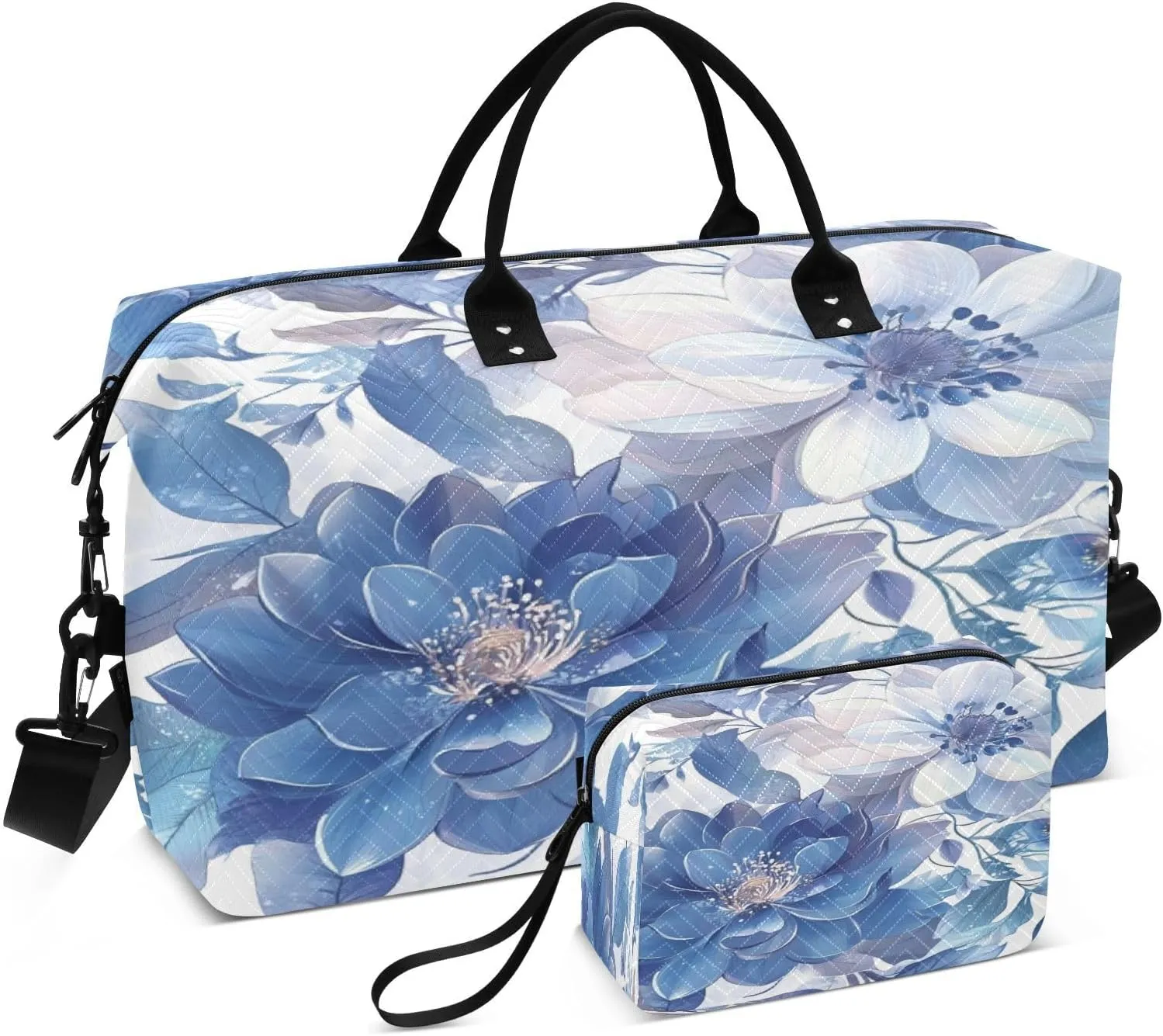 Anemone Flower Foliage Sports Gym Bag for Women Men Travel Duffel Bag Weekend Overnight Carry on Bag with Toiletry Bag Training Handbag for Plane Hospital Workout Swimming Yoga