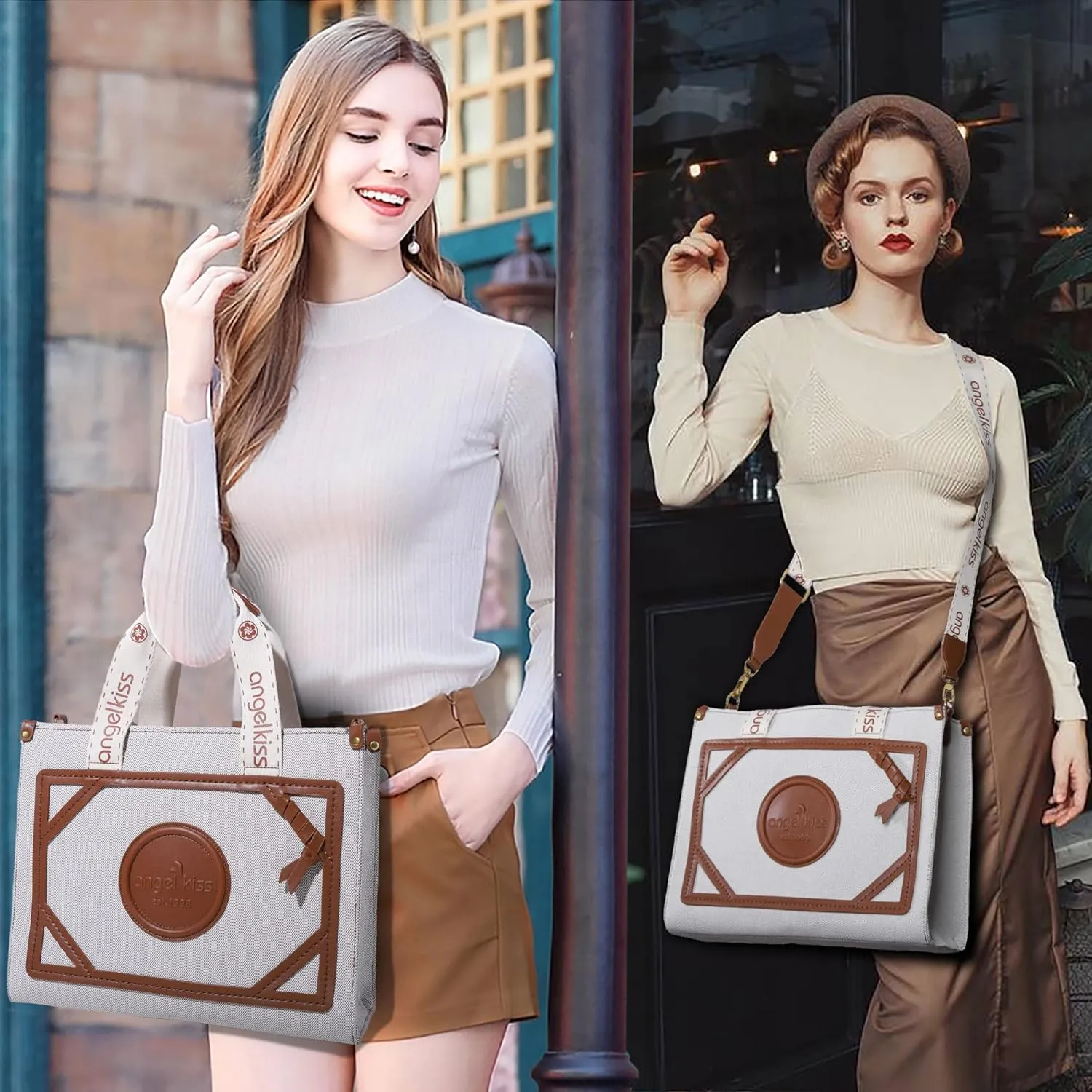 Angel Kiss Tote Bag Purses for Women Medium Top-handle Satchel Handbags with Crossbody Srtap