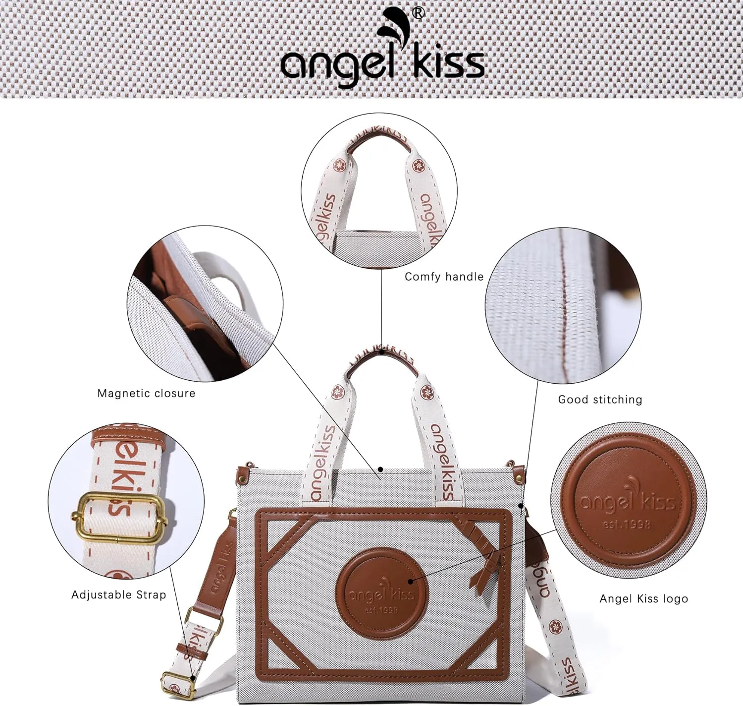 Angel Kiss Tote Bag Purses for Women Medium Top-handle Satchel Handbags with Crossbody Srtap