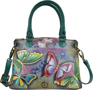 Anna by Anuschka Women's Original Genuine Leather Hand-Painted Small Satchel - Leather Handbag for Women