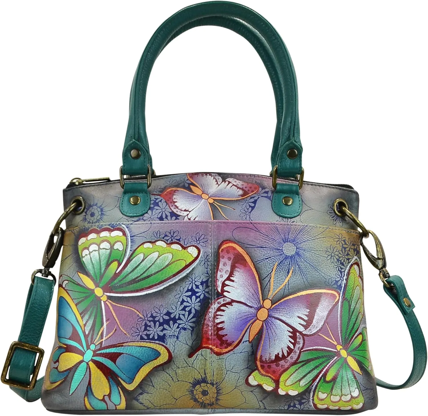 Anna by Anuschka Women's Original Genuine Leather Hand-Painted Small Satchel - Leather Handbag for Women