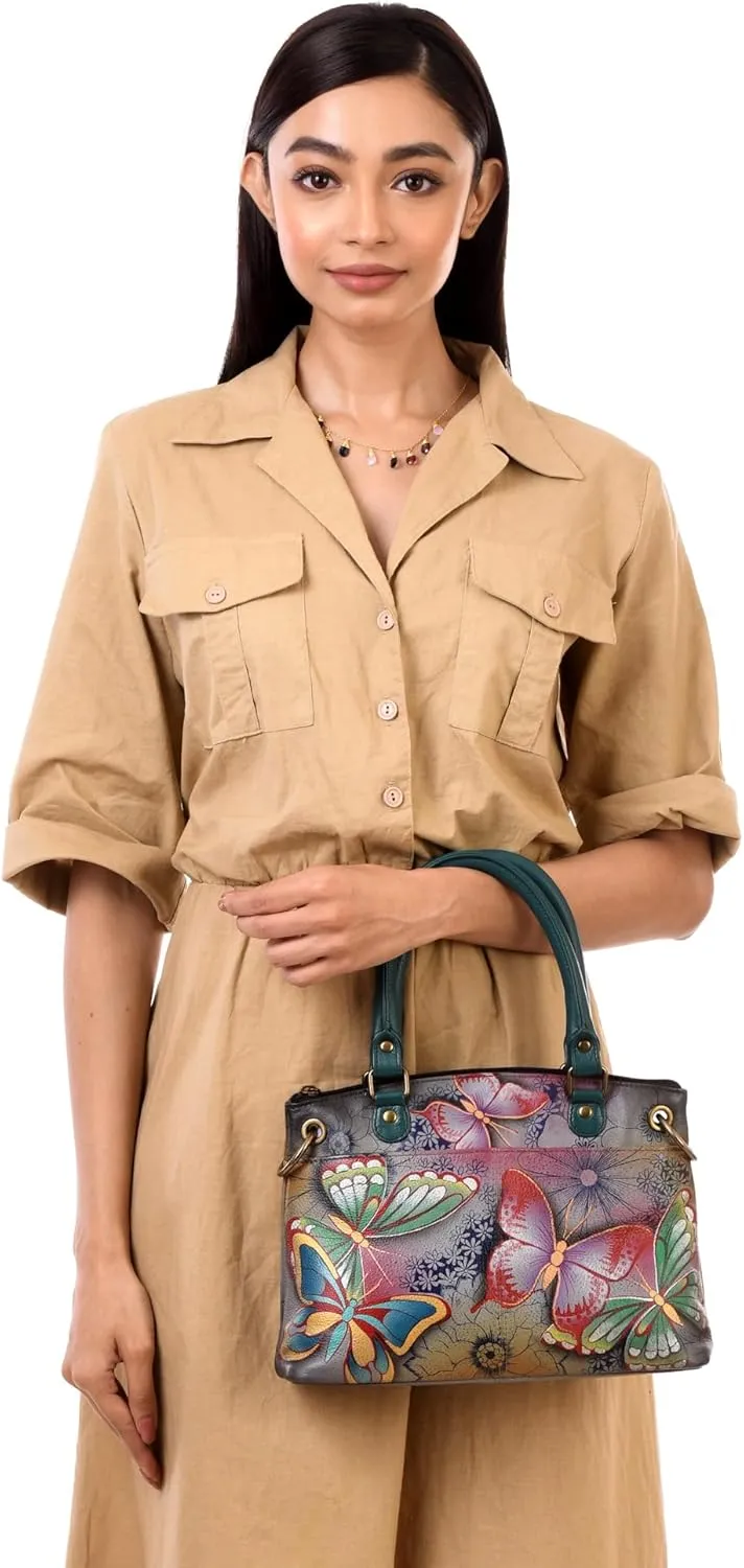 Anna by Anuschka Women's Original Genuine Leather Hand-Painted Small Satchel - Leather Handbag for Women