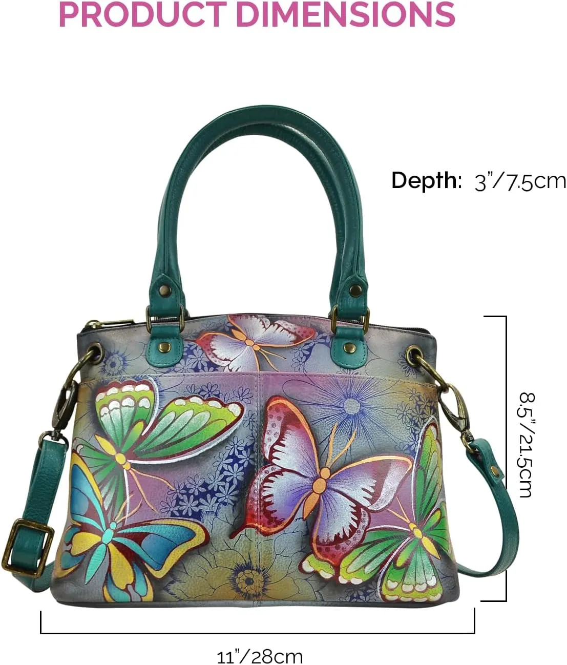 Anna by Anuschka Women's Original Genuine Leather Hand-Painted Small Satchel - Leather Handbag for Women