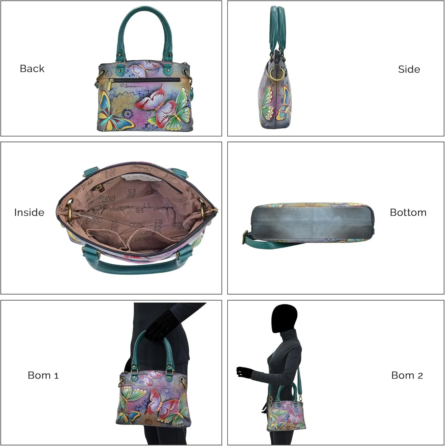 Anna by Anuschka Women's Original Genuine Leather Hand-Painted Small Satchel - Leather Handbag for Women