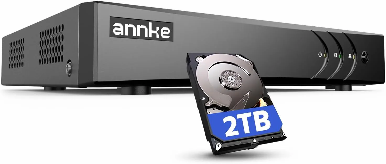 ANNKE 3K Lite 8CH Digital Video Recorder, H.265  Hybrid 5-in-1 DVR with AI Human/Vehicle Detection, Remote Access for Surveillance Camera Home Business, 2TB Hard Drive Included