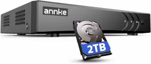ANNKE 3K Lite 8CH Digital Video Recorder, H.265  Hybrid 5-in-1 DVR with AI Human/Vehicle Detection, Remote Access for Surveillance Camera Home Business, 2TB Hard Drive Included